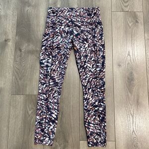 Lululemon Fast Free‎ 25" Kaleidoscopic Pink Multi Running Leggings Size 6